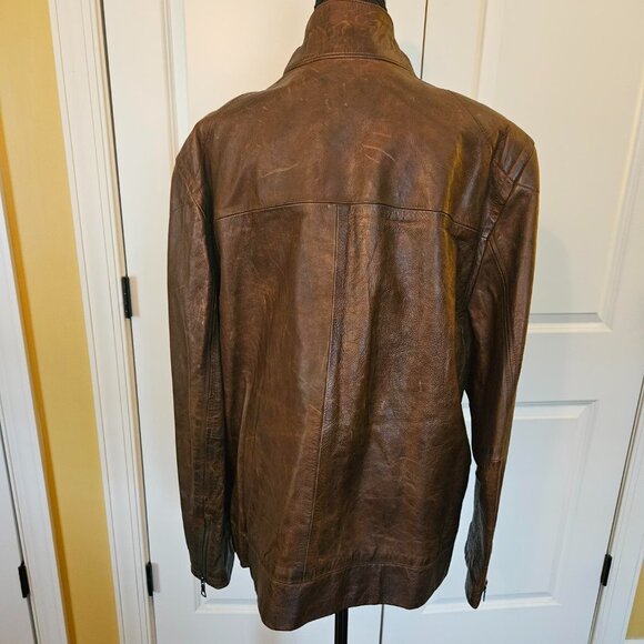Gap Men's Brown Leather Coat - Picture 3 of 5